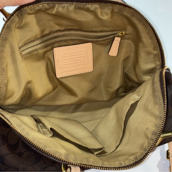 Coach Peyton Signature Domed Cora Satchel Brown Tan *Read description - Picture 4 of 15